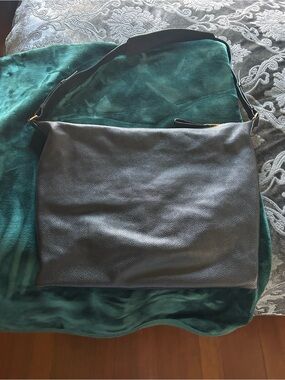 Tom Ford Black Pebbled Leather Shoulder Hobo with Gold Accents